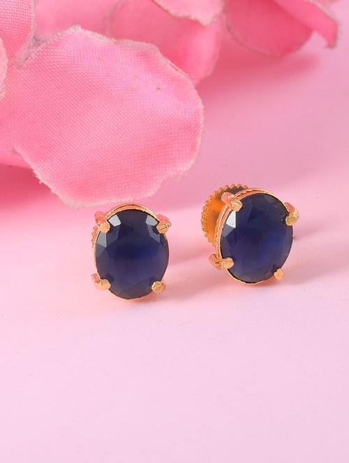 women blue crystal studs earrings - 21666148 - Standard Image - 0