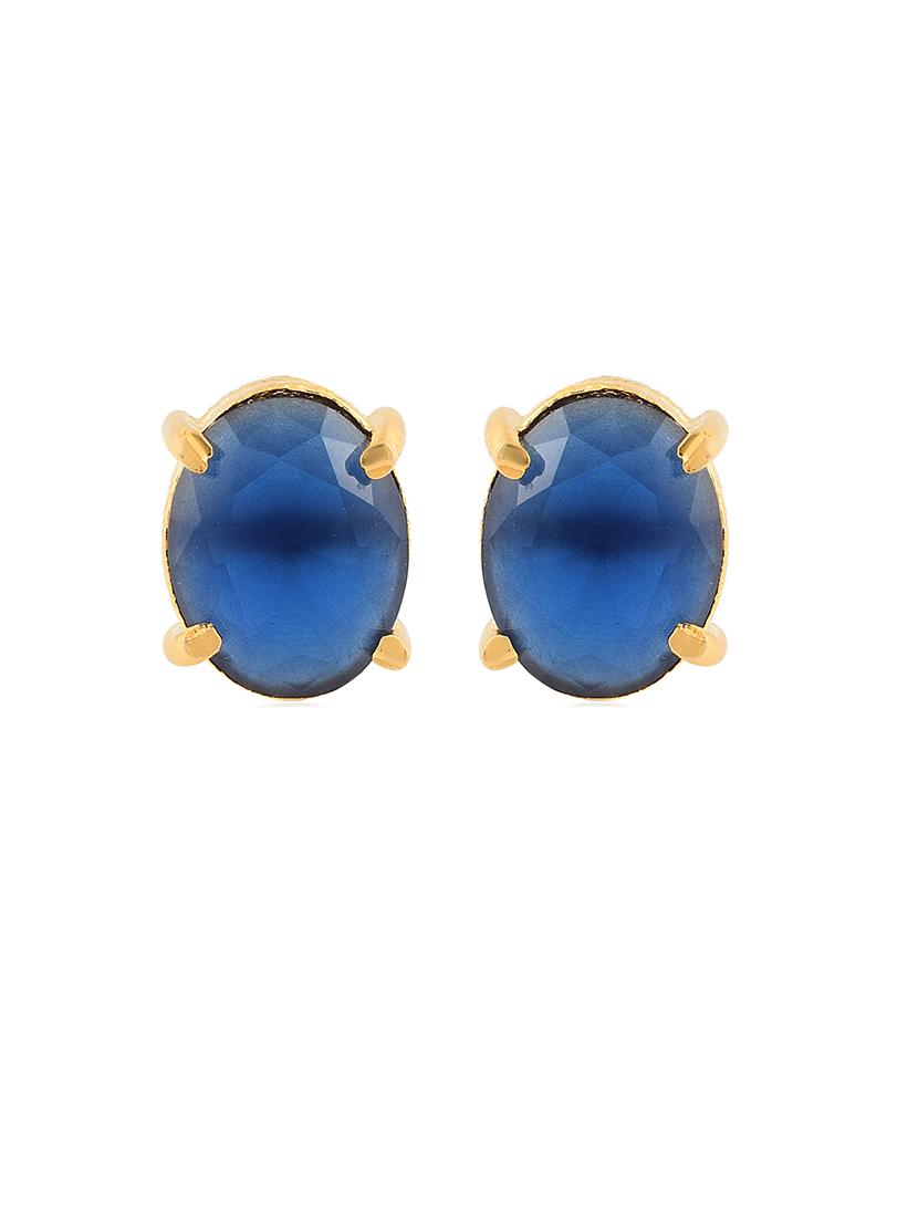 women blue crystal studs earrings - 21666148 - Standard Image - 1