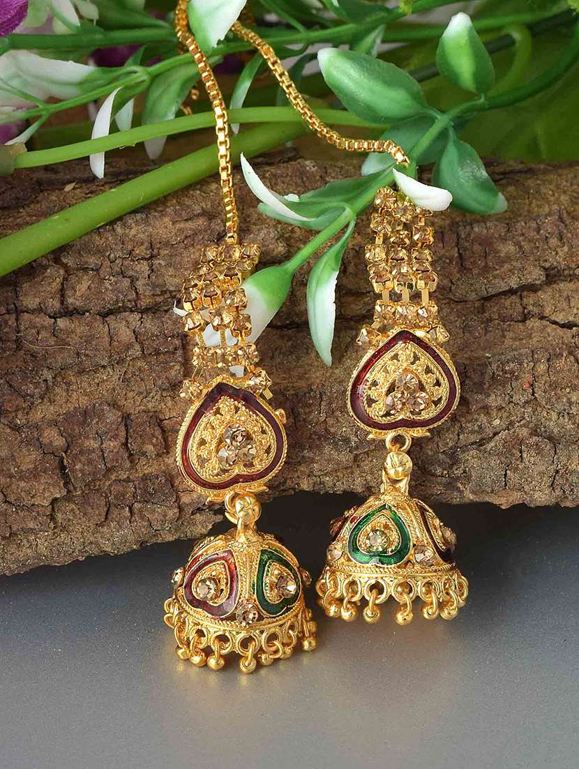 gold brass jhumka earrings