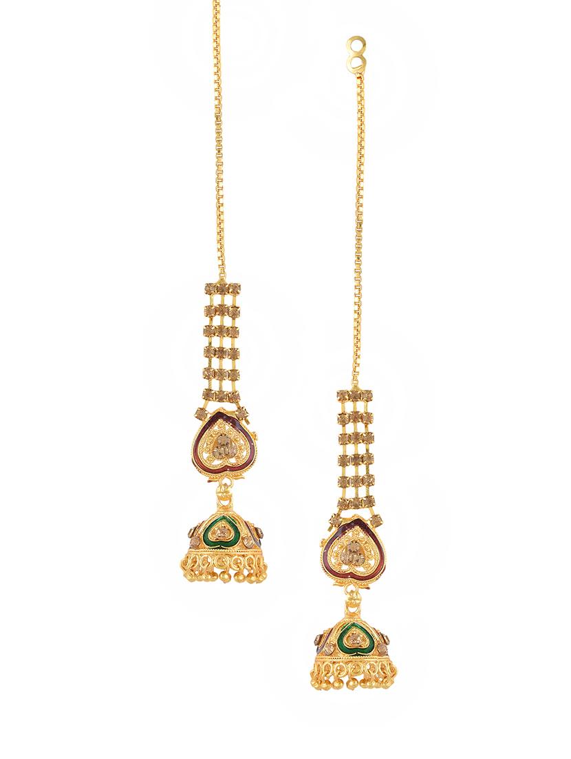 gold brass jhumka earrings - 21666157 - Standard Image - 1