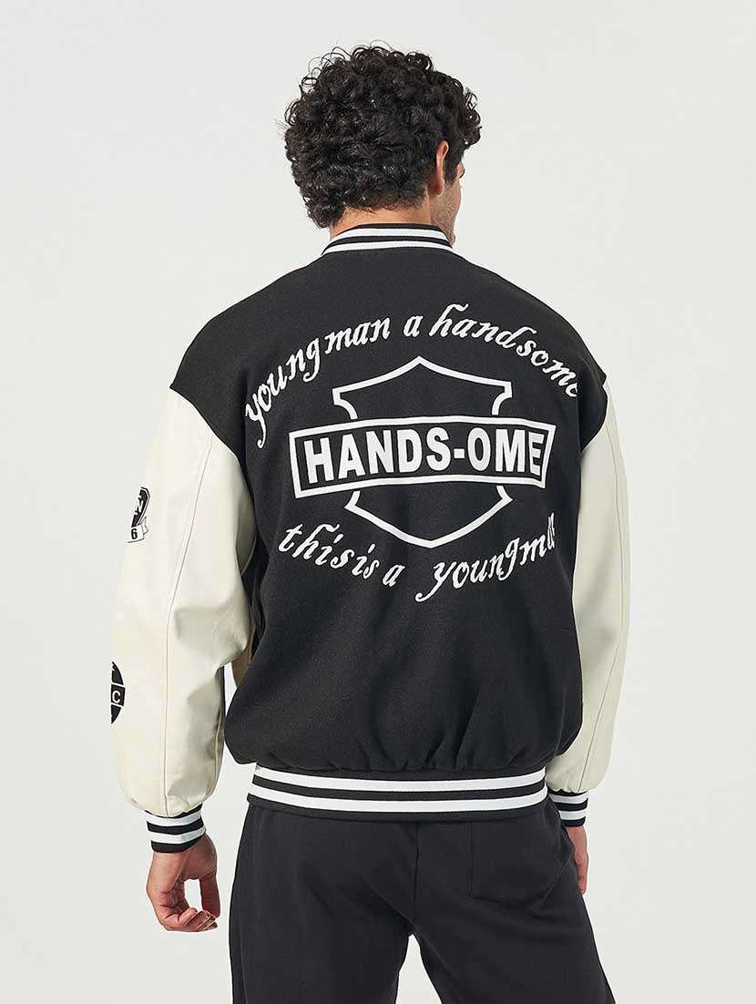 men black color block varsity jacket - 21666279 -  Standard Image - 4