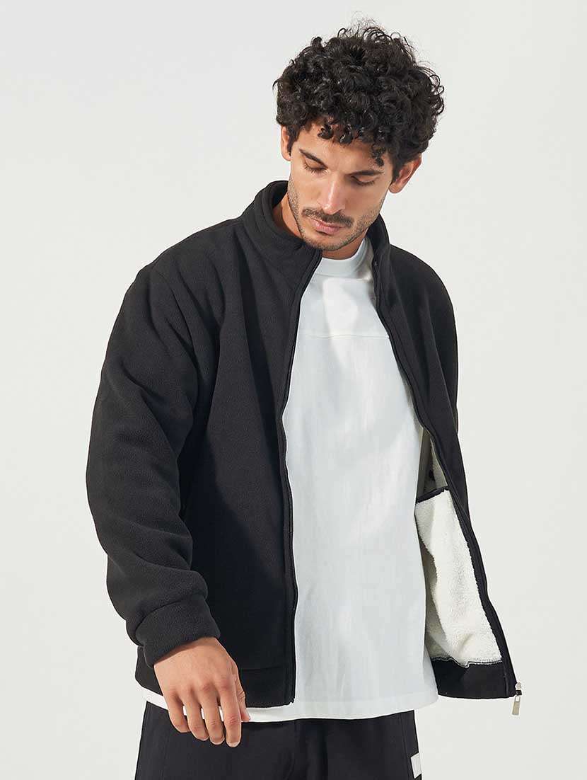 men black solid long sleeve casual jacket - 21666280 -  Standard Image - 1