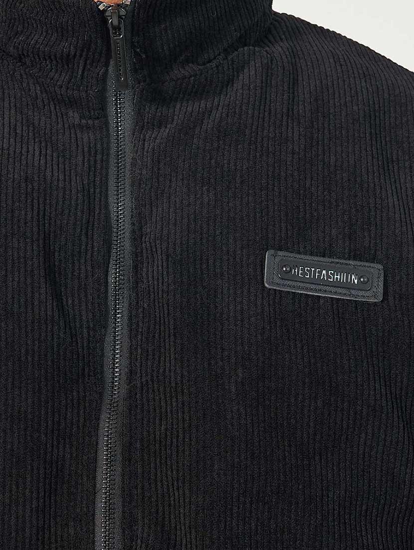 men black solid long sleeve casual jacket - 21666284 - Standard Image - 4