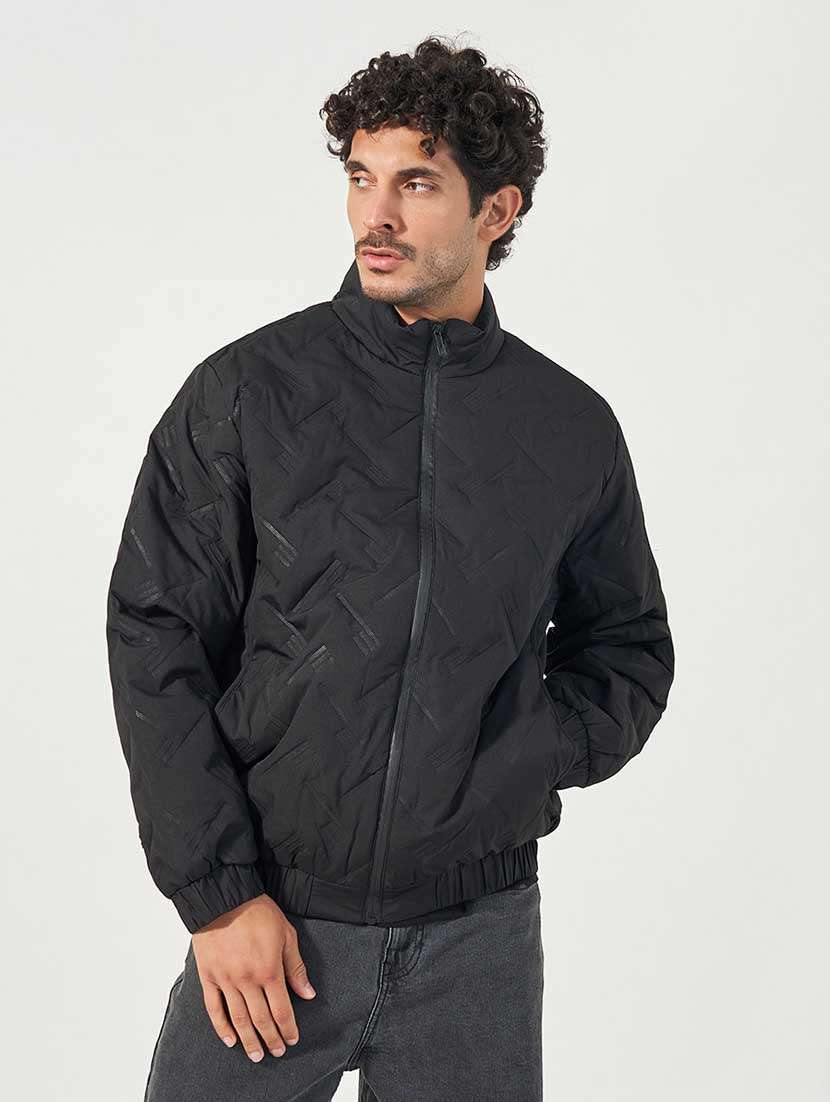 men black solid long sleeve casual jacket - 21666286 - Standard Image - 1