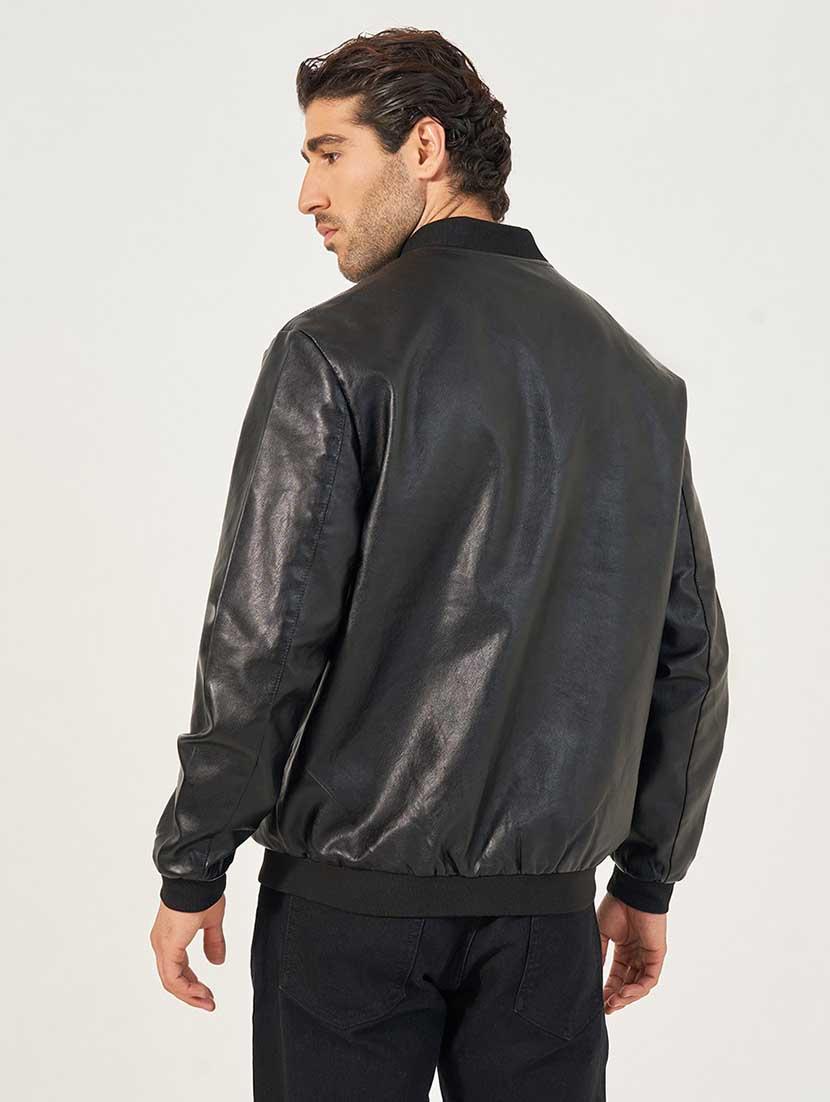 men black solid long sleeve biker jacket - 21666288 - Standard Image - 1