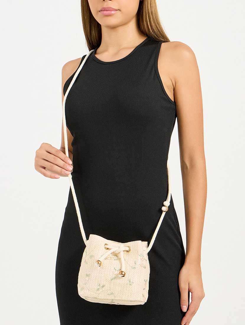 women off white embroidered sling bag - 21666312 -  Standard Image - 1