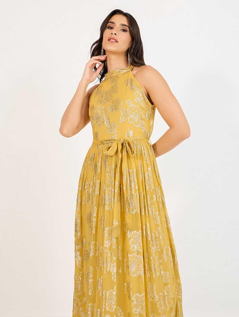 women self designed halter neck flare dress - 21666337 - Standard Image - 1
