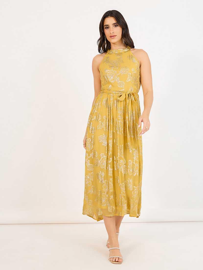 women self designed halter neck flare dress - 21666337 - Standard Image - 4