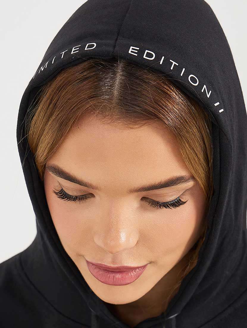 women solid long sleeves hooded t-shirt dress - 21666343 -  Standard Image - 4