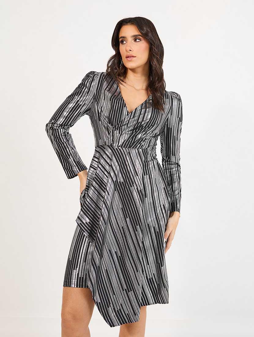 women printed puff sleeves asymmetric dress - 21666354 -  Standard Image - 1