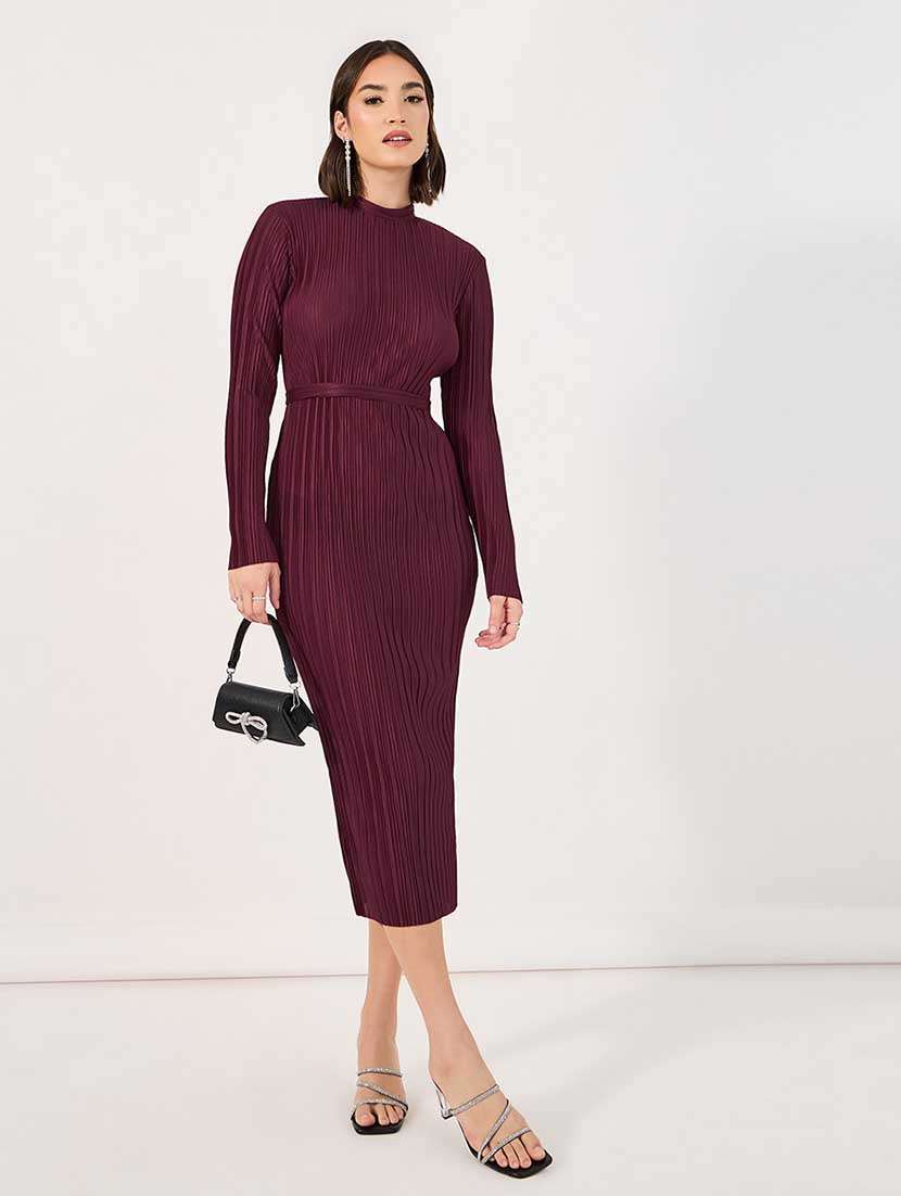 Women Solid Long Sleeves Bodycon Dress - 21666360 -  Standard Image - 4
