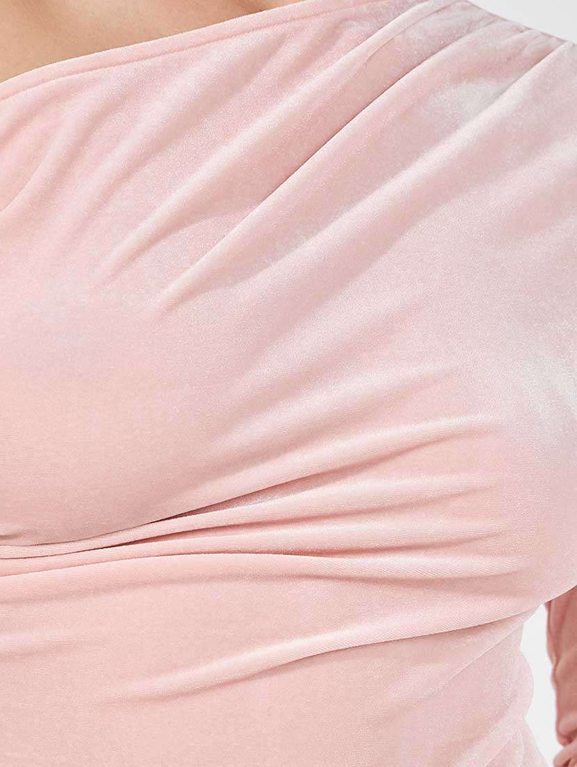 women solid asymmetric neck long sleeves top - 21666380 - Standard Image - 4