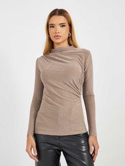 women solid long sleeves straight top - 21666382 - Standard Image - 0