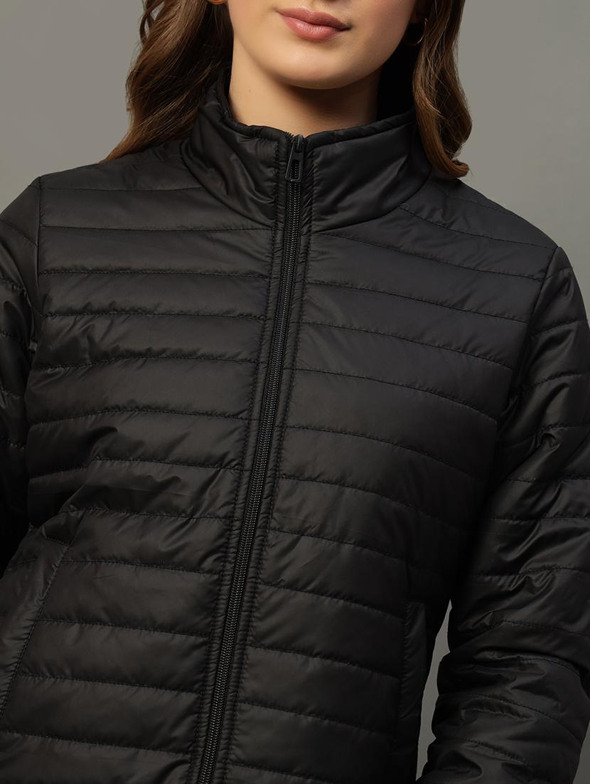 women long sleeve solid quilted jacket - 21666499 - Standard Image - 4