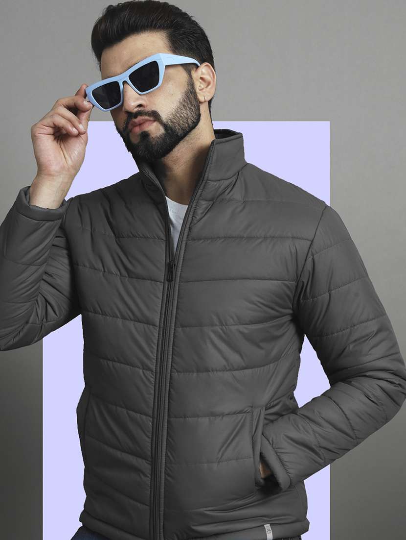 men long sleeve solid quilted jacket - 21666503 -  Standard Image - 1