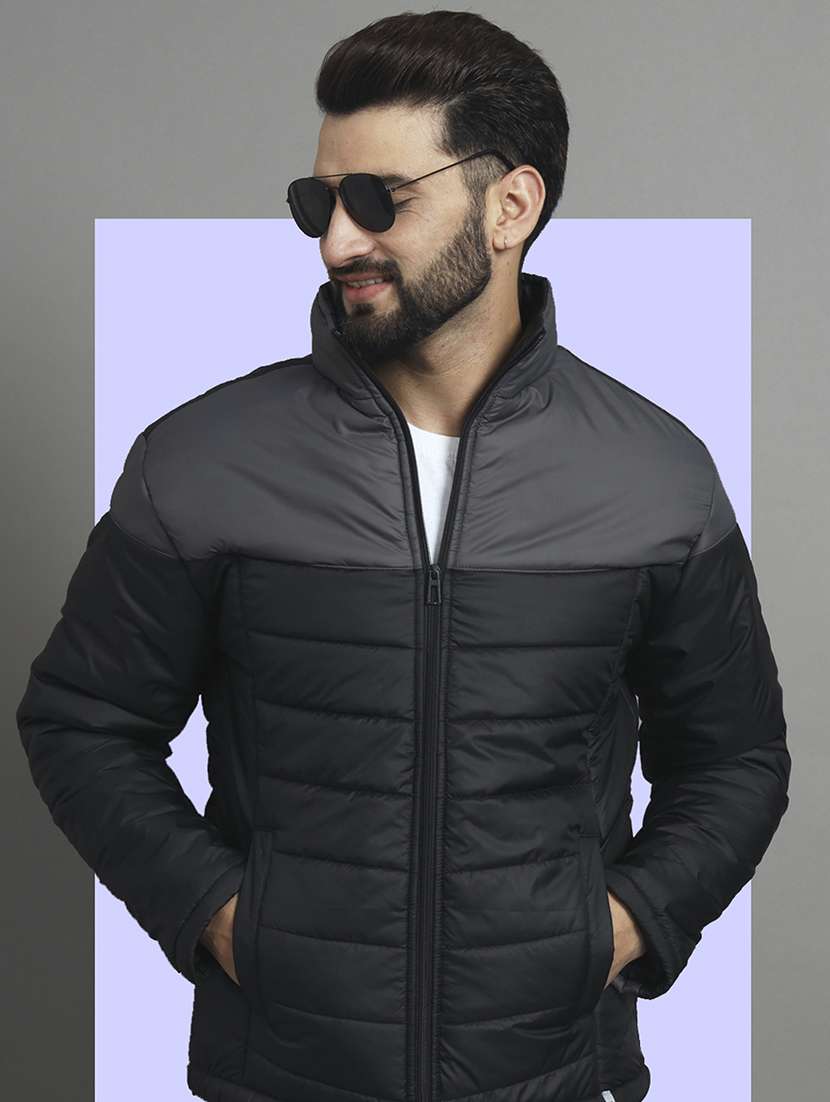 men long sleeve color block quilted jacket - 21666508 -  Standard Image - 1