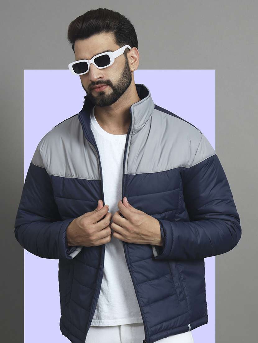 men long sleeve color block quilted jacket - 21666509 -  Standard Image - 1
