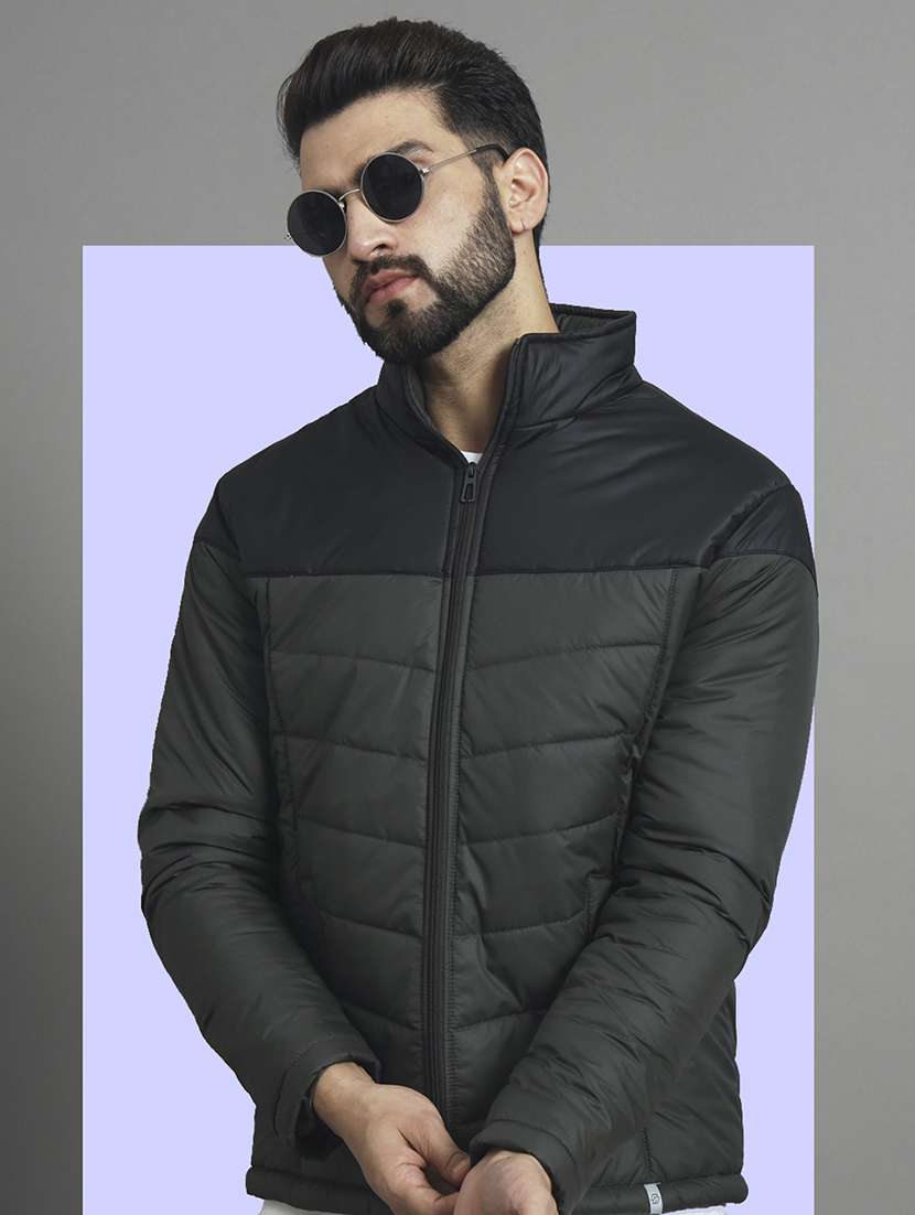 men long sleeve color block quilted jacket - 21666510 -  Standard Image - 1
