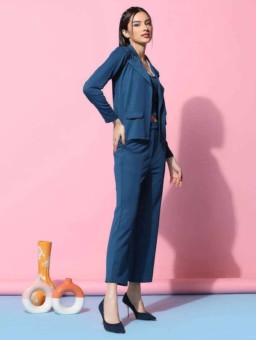 women solid blazer and trouser with tube top co-ords set - 21666520 - Standard Image - 1