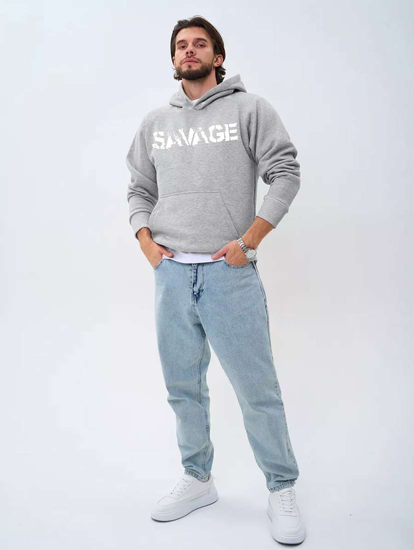 men long sleeves chest print sweatshirt - 21666572 -  Standard Image - 4