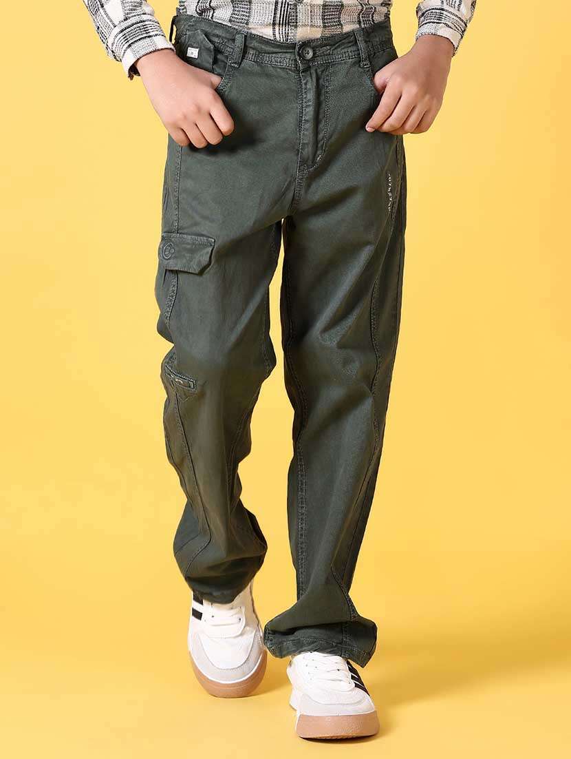 boys green solid cargo - 21666581 - Standard Image - 1