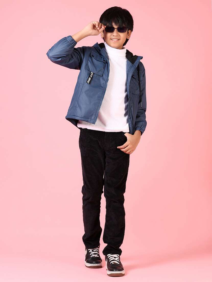 boy solid hooded long sleeves regular jacket - 21666704 -  Standard Image - 4