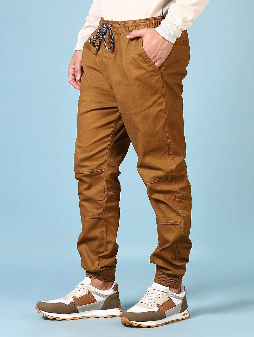 men solid mid rise regular fit jogger - 21666791 -  Standard Image - 1
