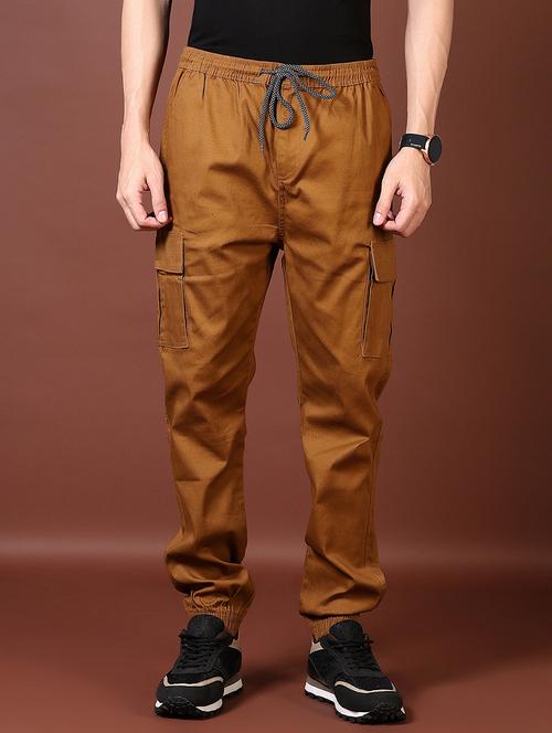 men solid mid rise regular fit jogger - 21666797 - Standard Image - 0