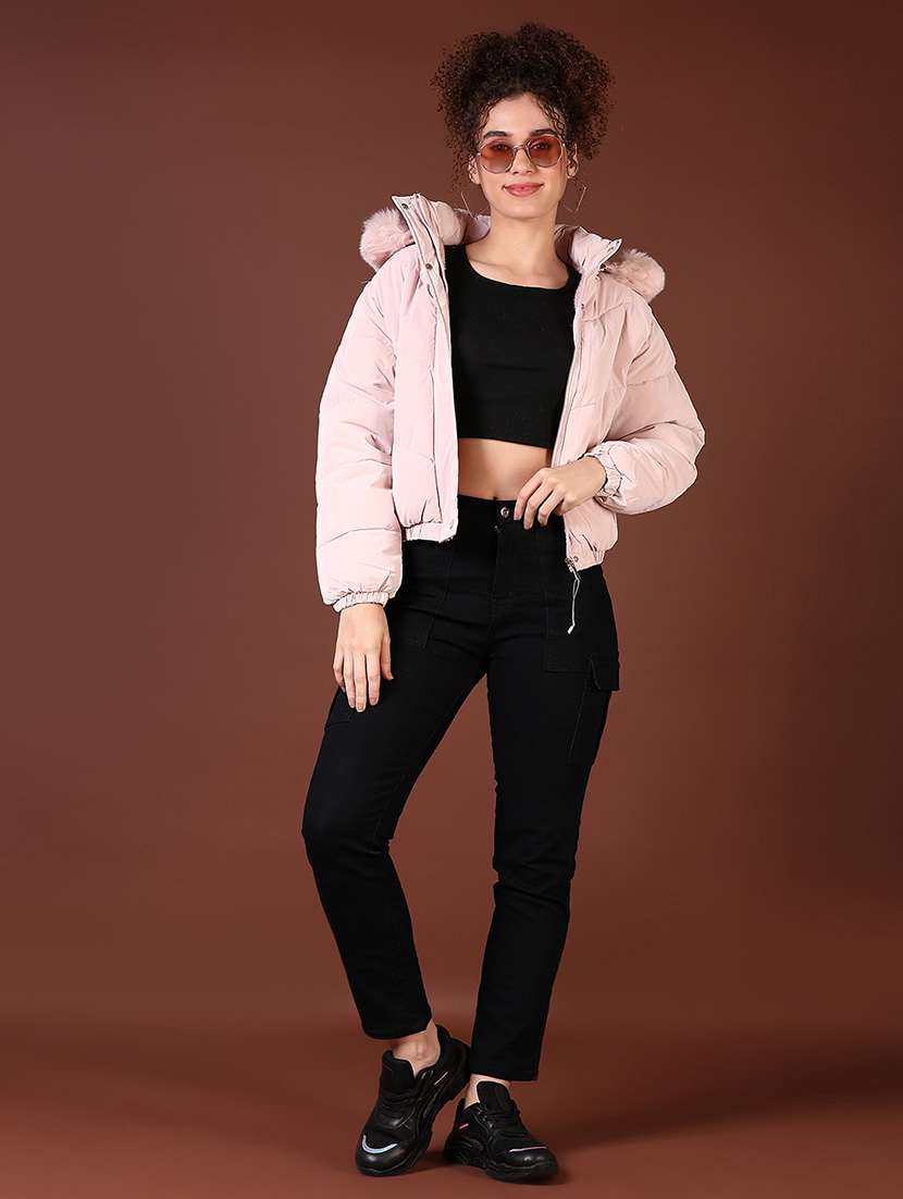 women solid long sleeve quilted jackets - 21666804 -  Standard Image - 4