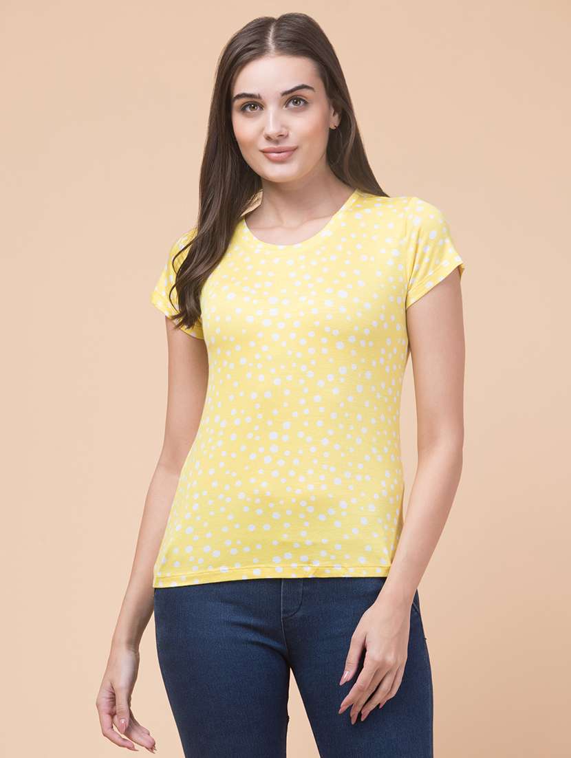 women polka dots short sleeve t-shirt