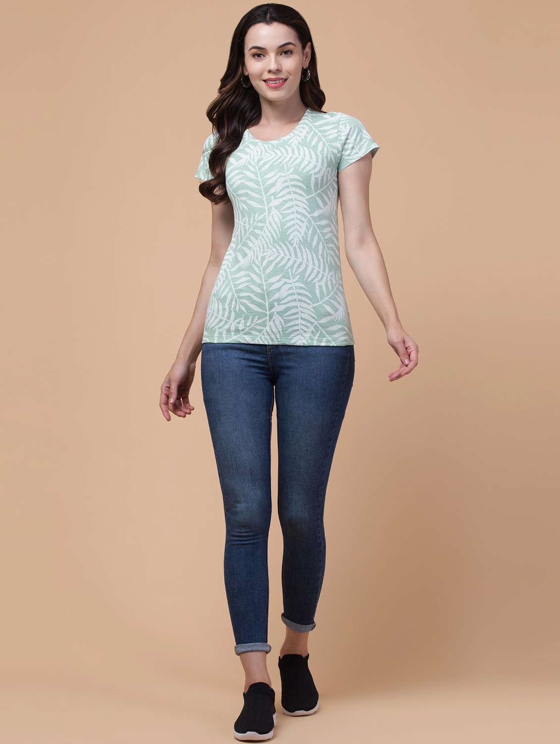 women tropical printed short sleeve t-shirt - 21666934 -  Standard Image - 4