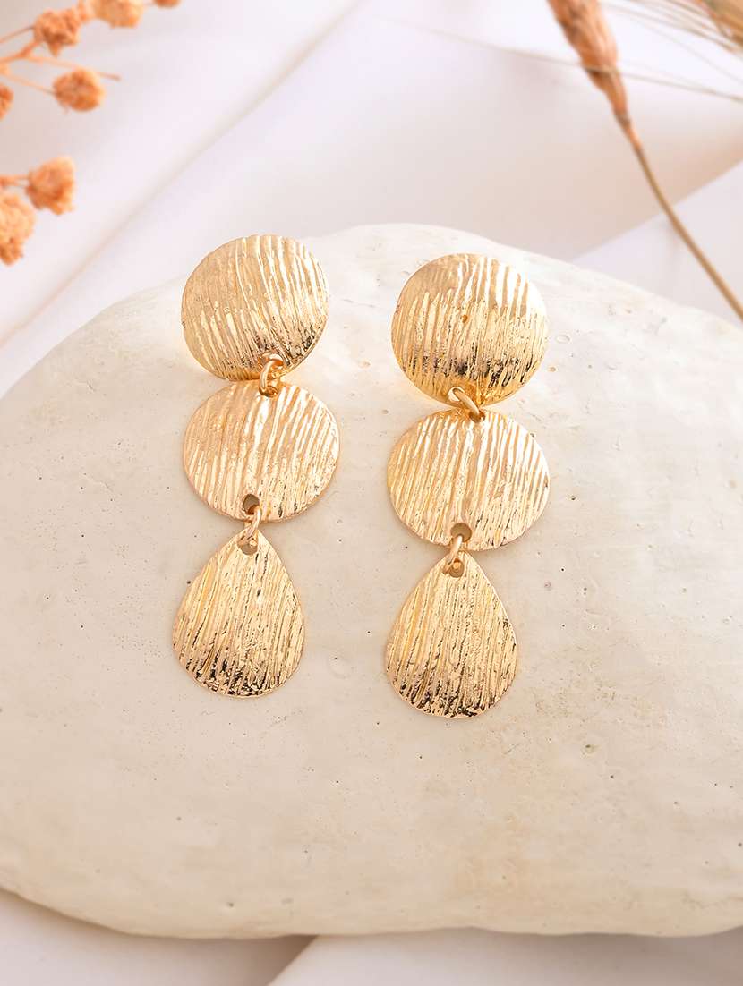 women gold plated contemporary drop earrings