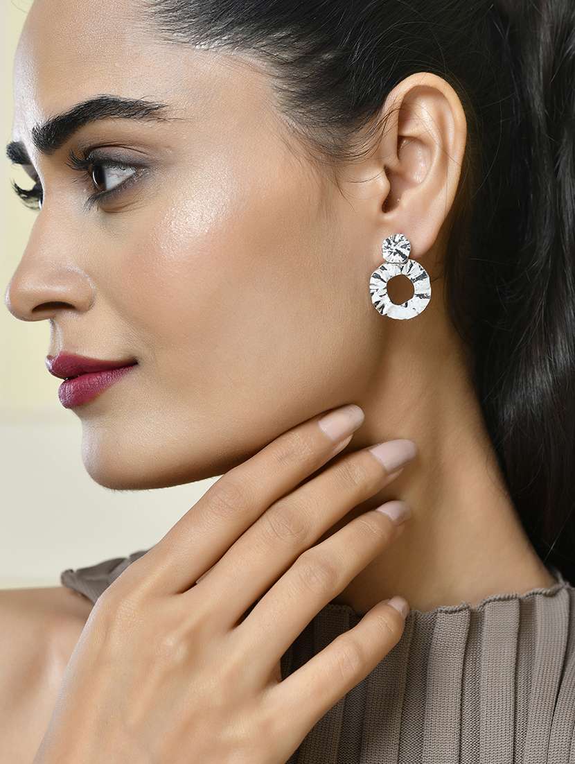 women silver plated contemporary stud earrings - 21666962 -  Standard Image - 4