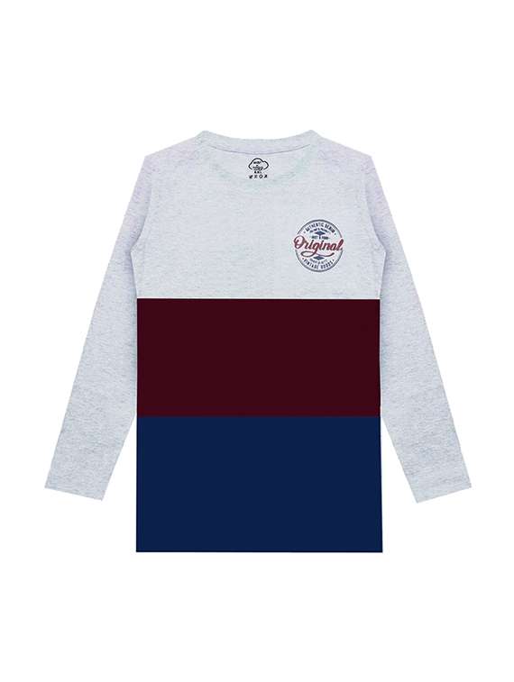 kids round neck long sleeve color block t-shirts combo - 21667006 -  Standard Image - 1