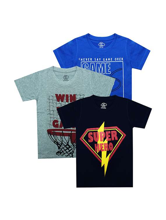kids round neck printed t-shirts combo - 21667028 - Standard Image - 1