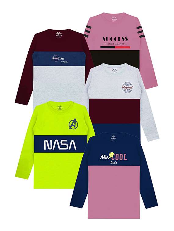 kids round neck printed t-shirts combo