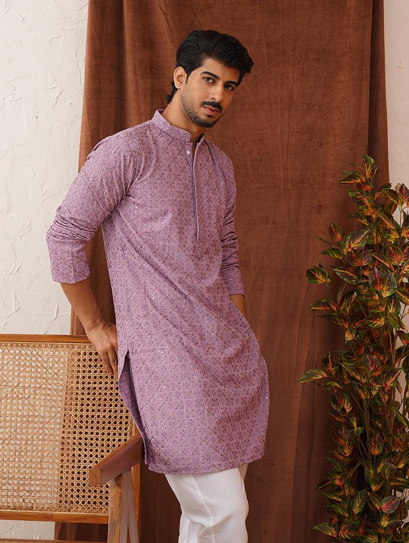 men mandarin neck embroidered long kurta - 21667112 -  Standard Image - 1