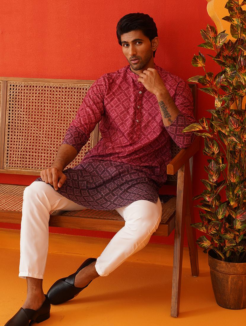 men printed sequin work long sleeves kurta - 21667124 - Standard Image - 4