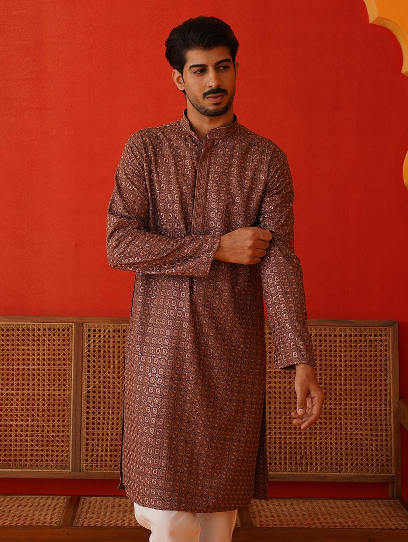 men embroidered long sleeves kurta - 21667133 - Standard Image - 4