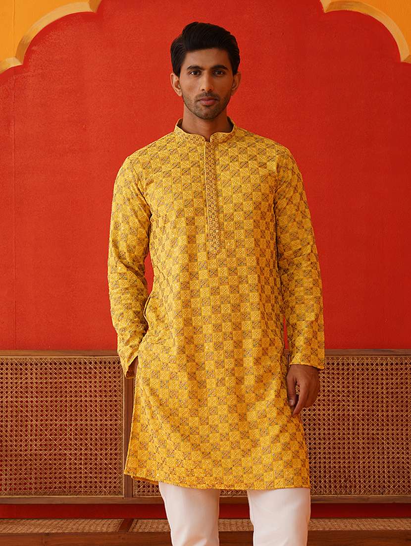 men embroidered long sleeves kurta - 21667135 - Standard Image - 4