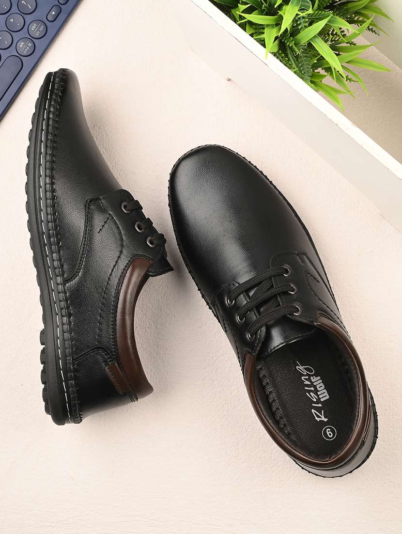 men solid lace-up casual shoes