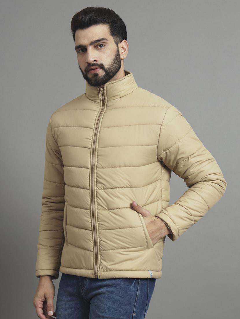 men long sleeves solid quilted jacket - 21667315 - Standard Image - 1