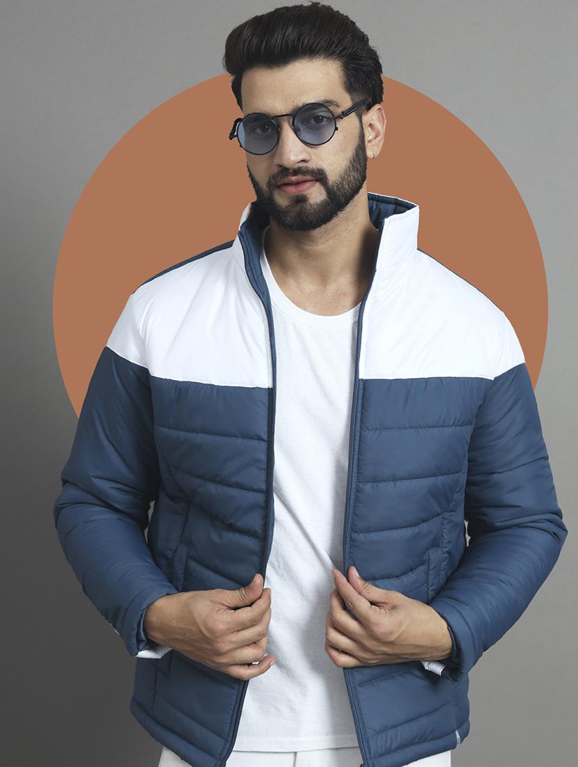men long sleeves color block quilted jacket - 21667322 - Standard Image - 1