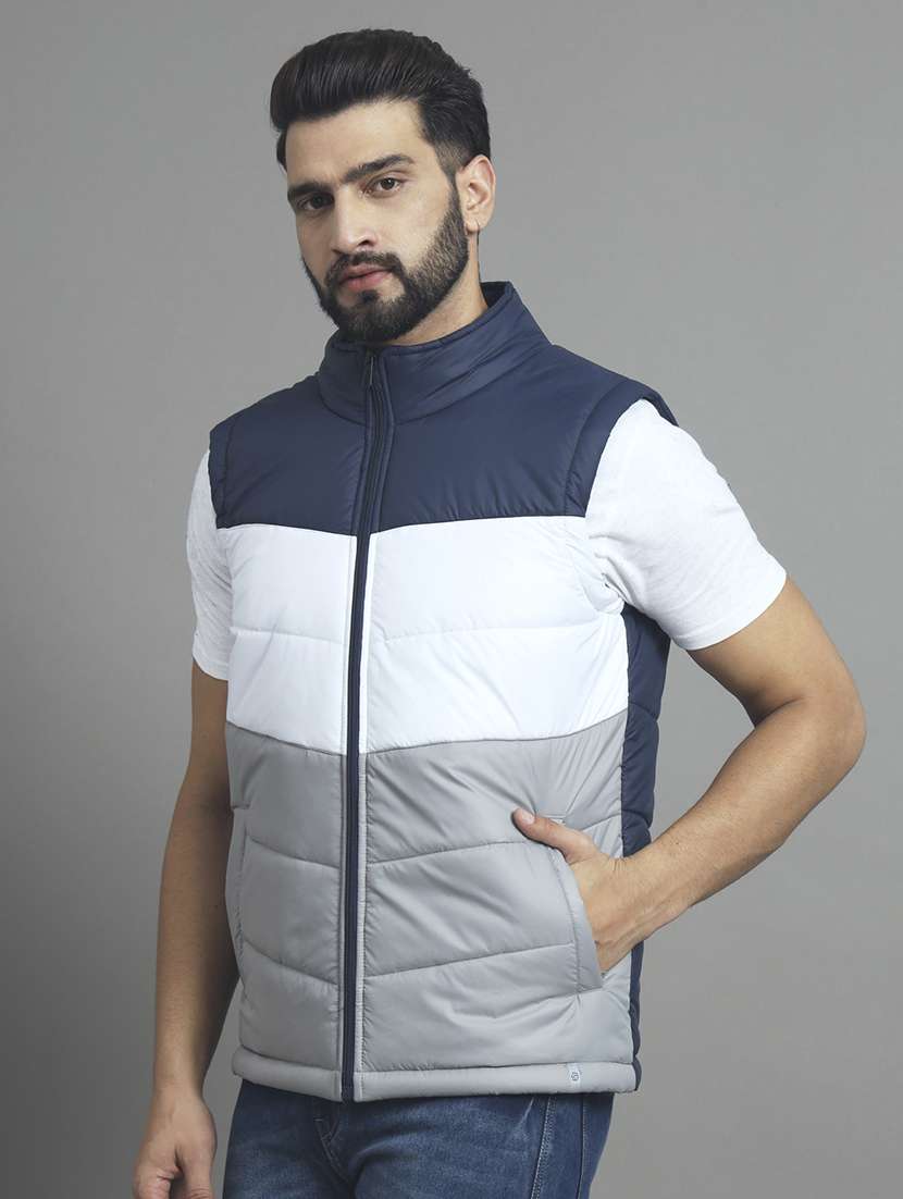 men sleeveless color block quilted jacket - 21667330 - Standard Image - 1