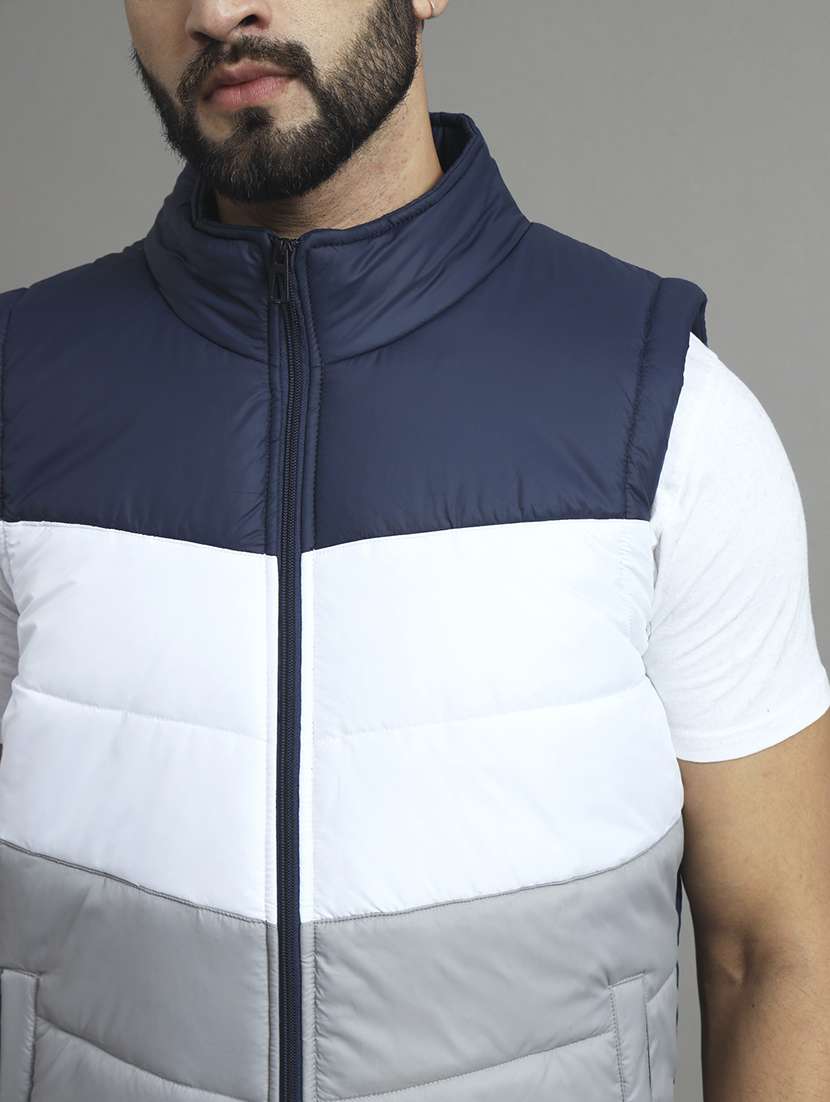 men sleeveless color block quilted jacket - 21667330 - Standard Image - 4