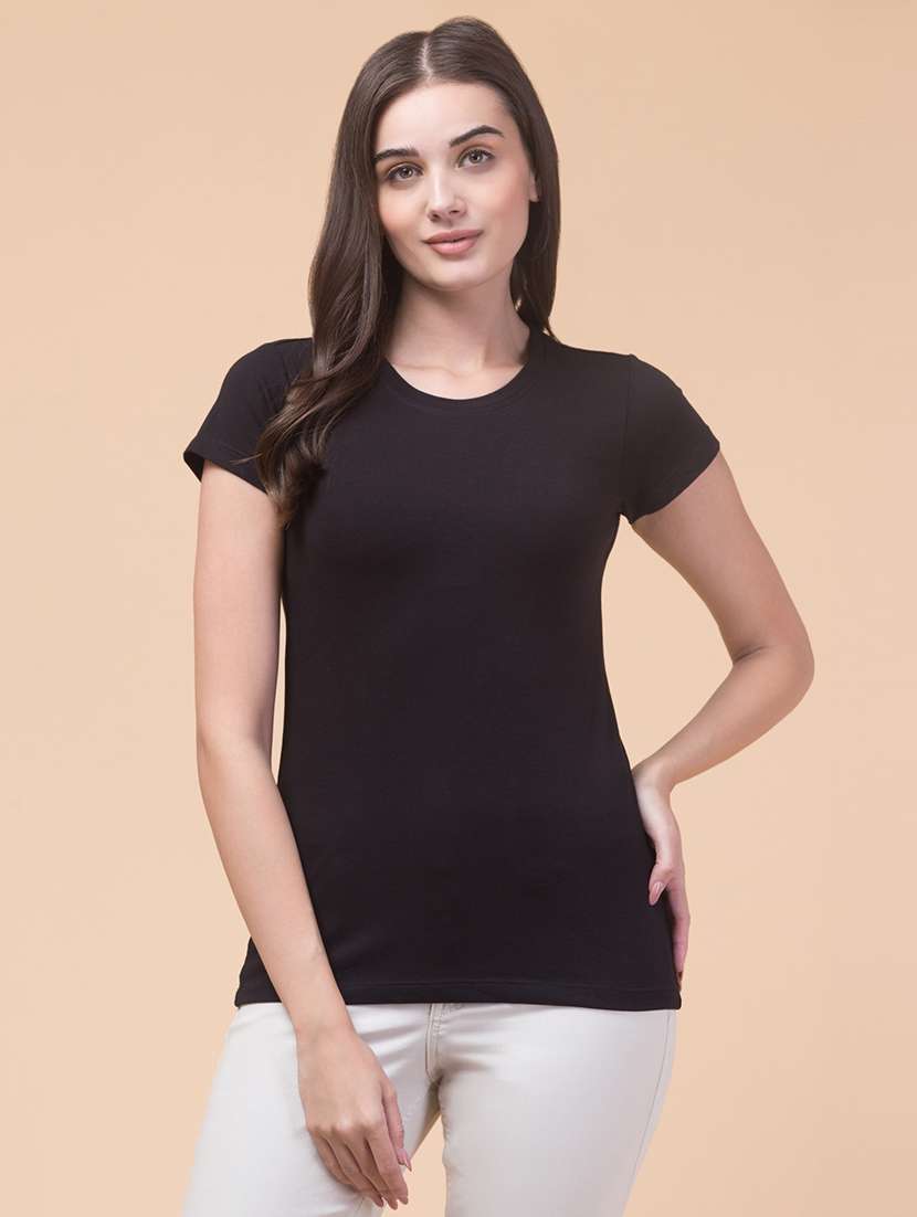 women solid short sleeve t-shirt
