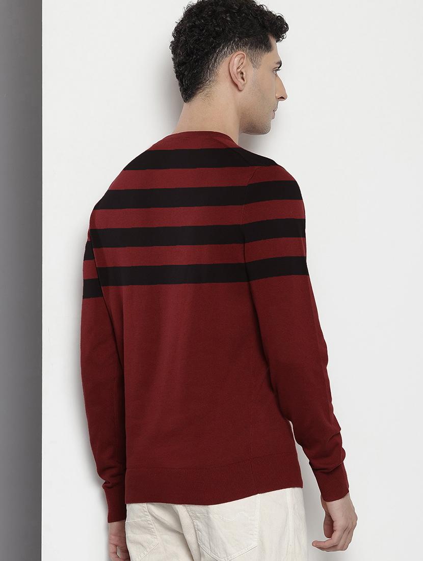 men v-neck striped pullover - 21667446 - Standard Image - 1
