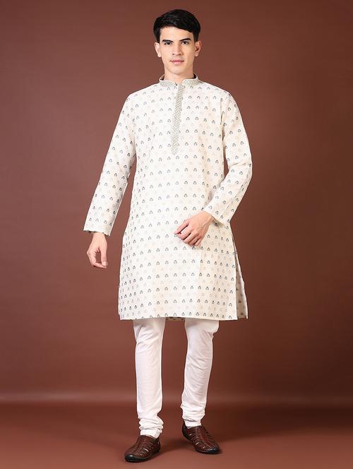 men self design mandarin neck kurta pyjama set - 21667579 -  Standard Image - 0