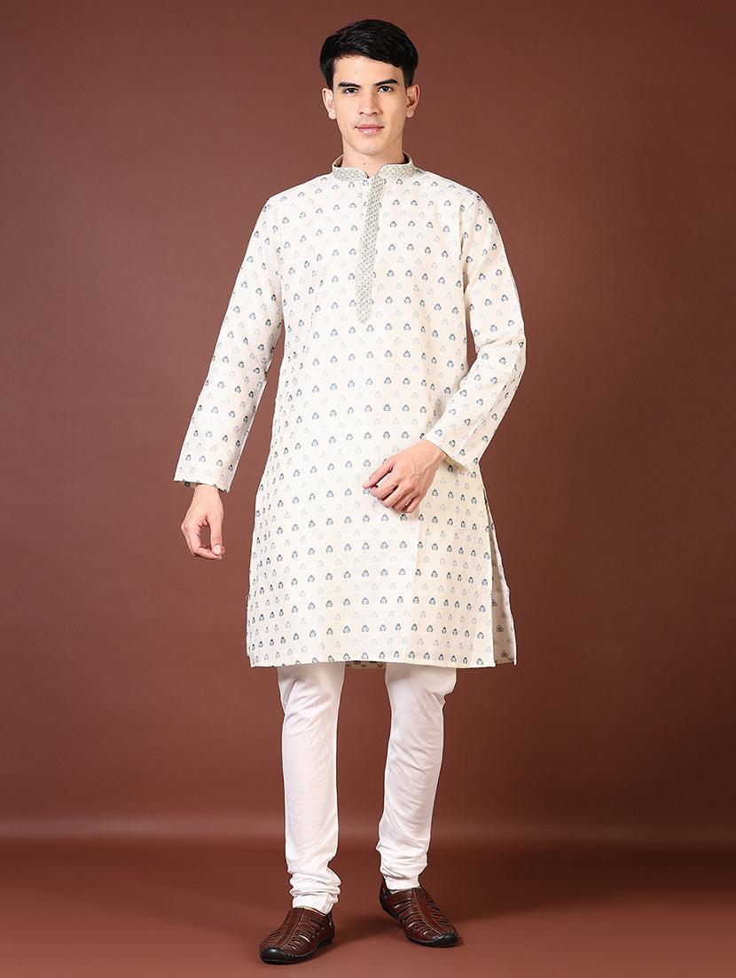men self design mandarin neck kurta pyjama set - 21667579 -  Zoom Image - 0