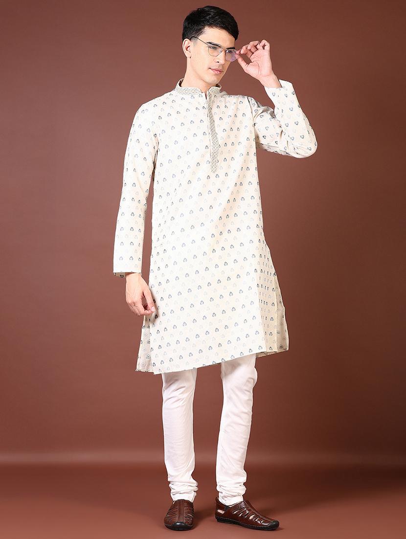 men self design mandarin neck kurta pyjama set - 21667579 -  Standard Image - 1